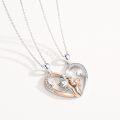 wholesale 925 Sterling Silver Flamingo Heart Mother Daughter Necklaces Set for Mom and Me Gifts-0-1