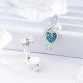 wholesale 925 Sterling Silver Turquoise Heart-Shaped Musical Notes Stud Earrings for Women-0-2