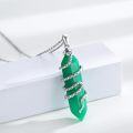 wholesale 925 Sterling Silver Green Quartz Crystal Snake Tail Wrap Pendant Necklace for Women-0-1