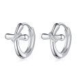 wholesale 925 Sterling Silver Cross Huggie Hoop Stud Earrings with Cubic Zirconia Gift for Women Girls-0-0