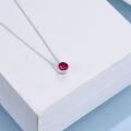 wholesale 925 Sterling Silver Green CZ Round Pendant Chain Necklace for Women Girls-0-19