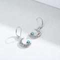 wholesale 925 Sterling Silver Turquoise Crescent Moon Celtic Star Drop Earrings Hypoallergenic  for Women Girls-0-1