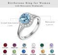 wholesale 925 Sterling Silver Moissanite Birthstone Crystal Halo Engagement Ring-0-2