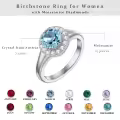 wholesale 925 Sterling Silver Moissanite Birthstone Crystal Halo Engagement Ring-0-2