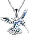 wholesale 925 Sterling Silver Hummingbird Blue Abalone Shell Inlay Pendant Necklace-0-0