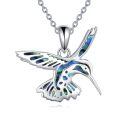 wholesale 925 Sterling Silver Hummingbird Blue Abalone Shell Inlay Pendant Necklace-0-0