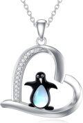 wholesale TOUPOP Mothers Day Gifts For Mom Penguin Necklace Sterling Silver Moonstone Penguin Pendant Necklace Cute Animal Jewelry Christmas Xmas Holiday Gifts For Women -0-0