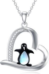 wholesale TOUPOP Mothers Day Gifts For Mom Penguin Necklace Sterling Silver Moonstone Penguin Pendant Necklace Cute Animal Jewelry Christmas Xmas Holiday Gifts For Women -undefined
