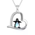 TOUPOP Sterling Silver Moonstone Penguin Pendant Necklace-0-0