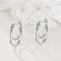 wholesale 925 Sterling Silver Round Double Hoop Earrings Minimalist Layered Circles Holiday Gift for Her-0-2
