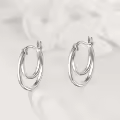 wholesale 925 Sterling Silver Round Double Hoop Earrings Wholesale Minimalist Layered Circles Holiday Gift for Her-0-2