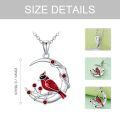 wholesale S925 Sterling Silver Crescent Moon Red Bird Pendant Necklace With Cubic Zirconia-0-4
