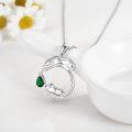 wholesale 925 Sterling Silver Dolphin & Bear Green Stone Heart Pendant Necklace for Women Girls Gifts-0-1