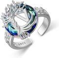 wholesale Tree Of Life Open Ring 925 Sterling Silver With Blue Circle Crystal Initial W Adjustable Ring Birthday Jewelry For Women -0-0