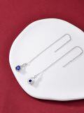 wholesale 925 Sterling Silver Birthstone Threader Earrings Infinity Long Chain Drop Pull Through 12 Stone Birthday Jewelry Gifts for Women-0-69