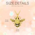 wholesale 925 Sterling Silver CZ Gold Plated Honeycomb Bee Pendant Necklace s for Women Girls Wife-0-4