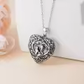 TOUPOP Sterling Silver Mother Locket Holds 2 Photos Tree Of Life Heart Jewelry-0-3