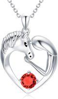 wholesale 925 Sterling Silver Birthstone Crystal Horse Heart Necklace Women s Jewelry Gift-0-30