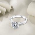 TOUPOP 14k White Gold Plated Moissanite Engagement Ring-0-5
