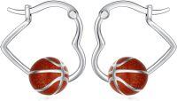 wholesale 925 Sterling Silver Basketball Ball Sporty Hoop Earrings for Women - Hypoallergenic s-Basketball