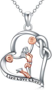 wholesale 925 Sterling Silver Live Love Cheer Gymnastics Pendant Necklace for Women-Cheerleader-3