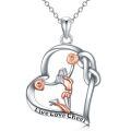wholesale 925 Sterling Silver Cheerleader Heart Pendant Necklace Live Love Cheer Two Tone Rose Gold-0-0