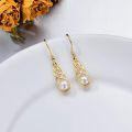 wholesale 14K Gold Celtic Knot Pearl Drop Dangle Earrings Irish for Her-0-3