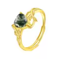wholesale 925 Sterling Silver Green Moss Agate Vine Design Adjustable Rings Wholesale for Women-0-0