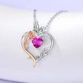 wholesale TOUPOP October Birthstone Necklace 925 Sterling Silver Rose Heart Pink Tourmaline Necklace Heart Butterfly Pendant Necklace Jewelry Anniversary Birthday Christmas Gifts For Women Her Wife Girlfriend -0-3
