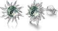 wholesale 925 Sterling Silver Green Agate Moon & Sun Stud Earrings Celestial s for Women Girls-0-0
