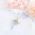 wholesale S925 Sterling Silver Cross Birth Flower Necklace November Marigold Floral Pendant Necklace Birth Flower Jewelry for Women Birthday Christmas Gifts-0-4