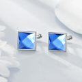 wholesale 925 Sterling Silver Blue Crystal Square Celtic Cross Cufflinks-0-2