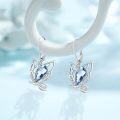 wholesale 925 Sterling Silver Blue Crystal Cat Ear Drop Earrings for Women-0-2