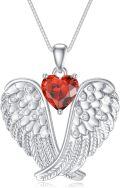 wholesale 925 Sterling Silver Birthstone Angel Wings Pendant Necklace for Women Christmas Gift-0-0