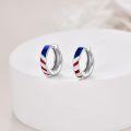 wholesale 925 Sterling Silver Red White Blue Striped Huggie Hoop Earrings for Women Men Norse  43mm Diameter-0-3