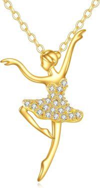 wholesale 14K Gold Ballerina Pendant Necklace with Diamonds and Chain-Ballerina