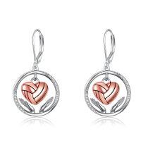 wholesale 925 Sterling Silver Rose Gold Heart Shaped Sport Ball Dangle Earrings for Women's Gift-Volleyball