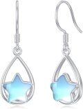 wholesale Mothers Day Gifts For Mom Earrings For Women Sterling Silver Teardrop Drop Dangle Earrings Leverback Earrings Moonstone Jewelry Gifts(star) -0-0