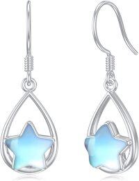 wholesale Mothers Day Gifts For Mom Earrings For Women Sterling Silver Teardrop Drop Dangle Earrings Leverback Earrings Moonstone Jewelry Gifts(star) -undefined