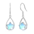 TOUPOP Sterling Silver Moonstone Teardrop Drop Dangle Leverback Earrings-0-0