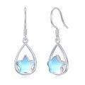 TOUPOP Sterling Silver Moonstone Teardrop Drop Dangle Leverback Earrings-0-0