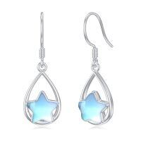 TOUPOP Sterling Silver Moonstone Teardrop Drop Dangle Leverback Earrings-undefined