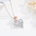 wholesale 925 Sterling Silver Heart with Rose and Angel Number Pendant Necklace-0-2