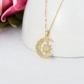 wholesale 14k Gold Celtic Crescent Moon Sun Pendant Necklace With Cubic Zirconia For Women-0-4