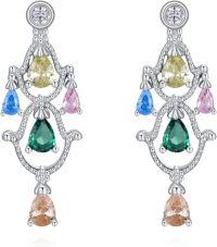 wholesale 925 Sterling Silver Multicolor Pear-Shaped Stone Drop Earrings for Women-Style23