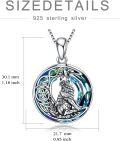 wholesale 925 Sterling Silver & Crystal Wolf on Moon Necklace - Howling Wolf Crescent Moon Pendant-0-5