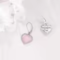 wholesale 925 Sterling Silver Metal Drusy Crystal Heart Dangle Earrings Wholesale (Pink/Blue/Purple) Leverback Drop s for Women-0-3