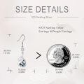 wholesale 925 Sterling Silver Drop Earrings Platinum Plated Teardrop Black Pearl Crystal For Women-0-3
