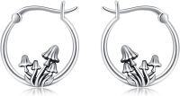 wholesale 925 Sterling Silver Red Mushroom Hoop Earrings - Christmas & Birthday Gifts for Her-Mushroom