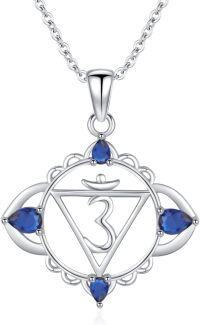 wholesale 925 Sterling Silver 7 Chakra Healing Stone Pendant Necklaces for Women-Third Eye Chakra